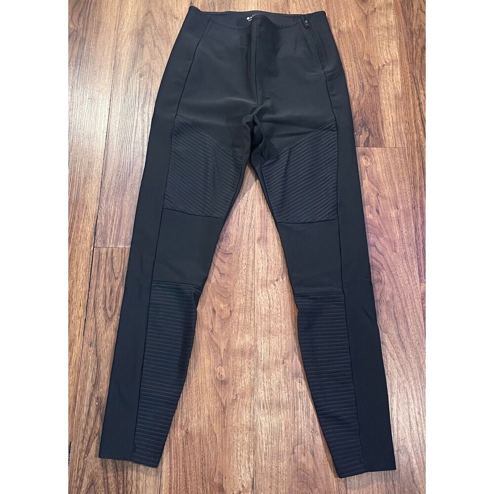 Athleta Madison Moto Legging Active Stretch Sleek Minimalist Black Nylon Women 4